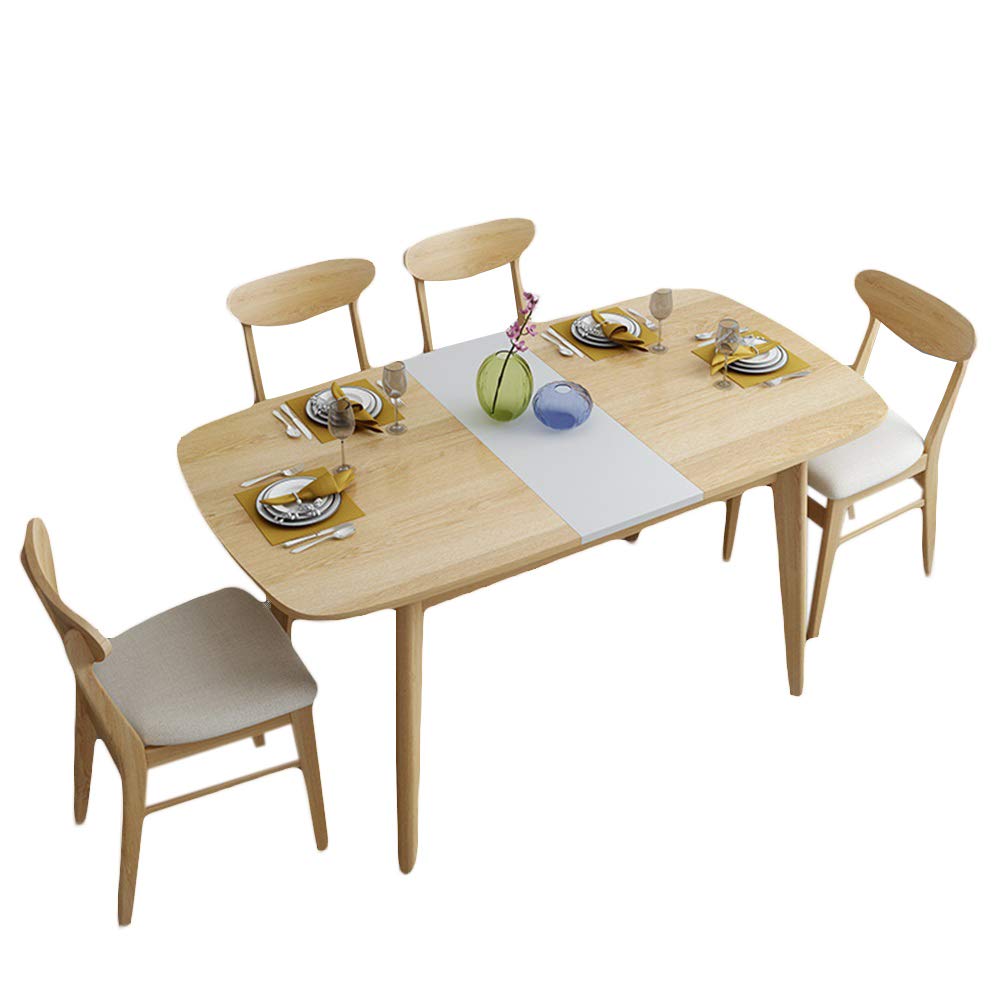 ZRRtables Dining Foldable Table Set Nordic Kitchen Dining Table with 4 Chairs Wood Table and Chairs Set Kitchen Table and Chairs for 6 Person