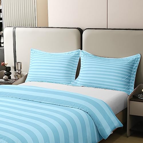 100% Cotton Blue Striped Duvet Cover Double Stripe Bedding Set Kids Boys Girls Women Men Farmhouse Ticsuper King Stripes Comforter Cover Horizontal Stripes Adults Abstract Gothic Home Decor - Image 4