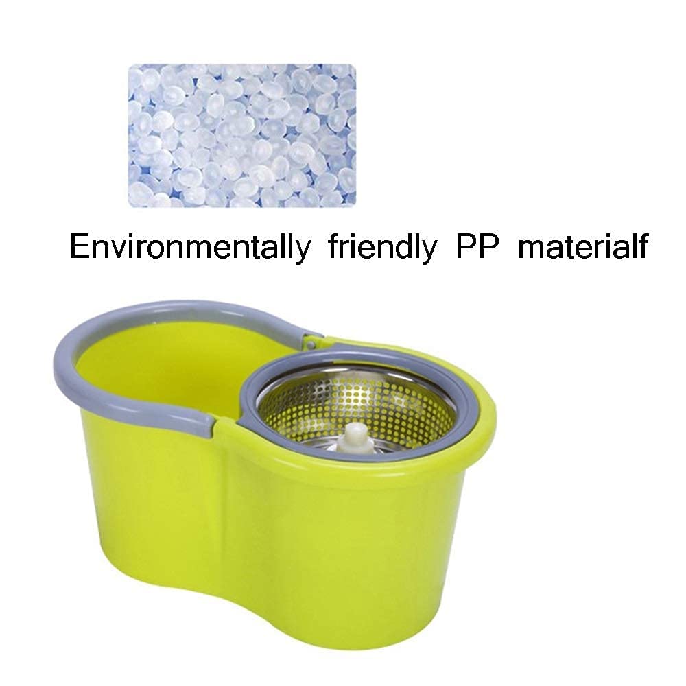 Kit pavimenti in legno duro in microfibra Sistema pulizia pavimenti con secchio mocio rotante con 4 testine in microfibra Sistema pulizia pavimenti con secchio in acciaio inossidabile con testa in mi