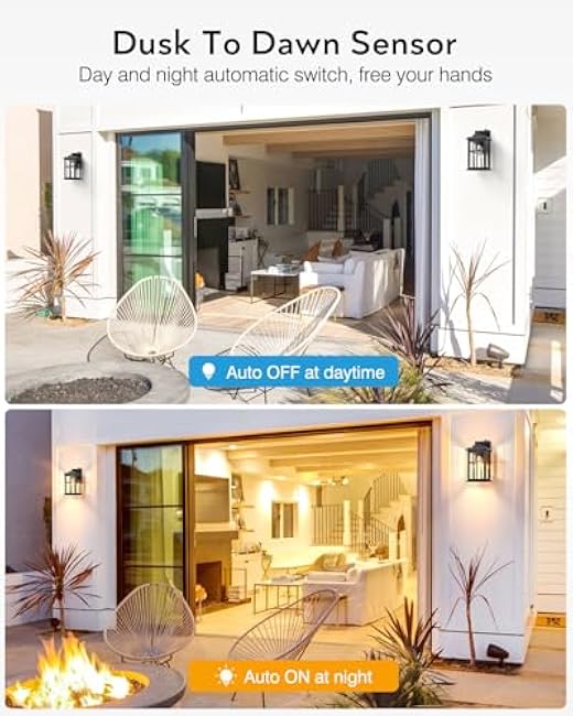 Dusk to Dawn Outdoor Lights for House, 2 Pack Outdoor Light Fixture, Black Exterior Lighting Fixtures, Dusk to Dawn Outdoor Lighting for House, Porch, Garage, Doorway, Anti-Rust, Waterproof