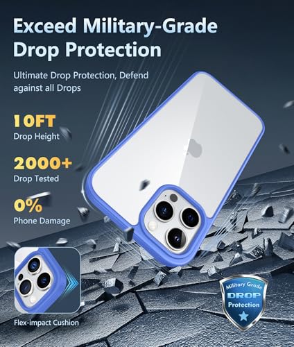 Image of FNTCASE for iPhone 12 Pro-Max Case: Clear Phone Cases Compatible with Magsafe Slim Anti Yellowing Military Grade Drop Protection Rugged Protective Transparent Cell Phone Cover (D-Ultramarine)