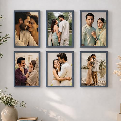 Image of Art Street Premium Photo Frame for living room, Classic Aesthetic Design Photo Frames for Photograph, Art Work, Kids Room Set of 6 (8x12 Inch, Blue)