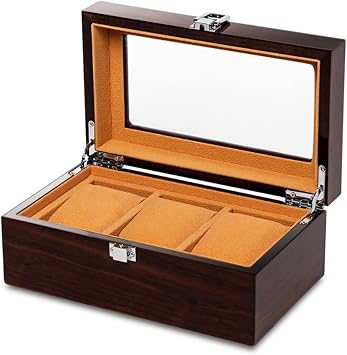 Watch Case Men Watch Box Jewelry Storage Box Watch Display Boxes Wooden Watch Storage Box for Home and Watch Shops Watch Box Color 3 Slots