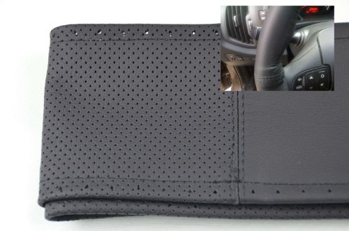 Cubierta del volante de cuero genuino, diámetro de 39-40 cm, en negro perforado