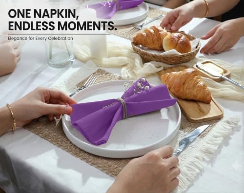 Image of Ruvanti Cloth Napkins Set of 6, Cotton Enrich 18 inchx18 inch - Purple