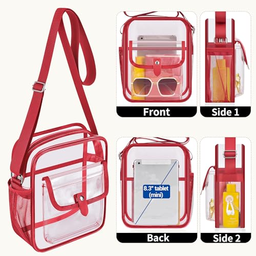 Image of SPODEARS Clear Crossbody Bag for Stadium, Concert, Festival & More - Adjustable Shoulder Strap & Bottle Holder