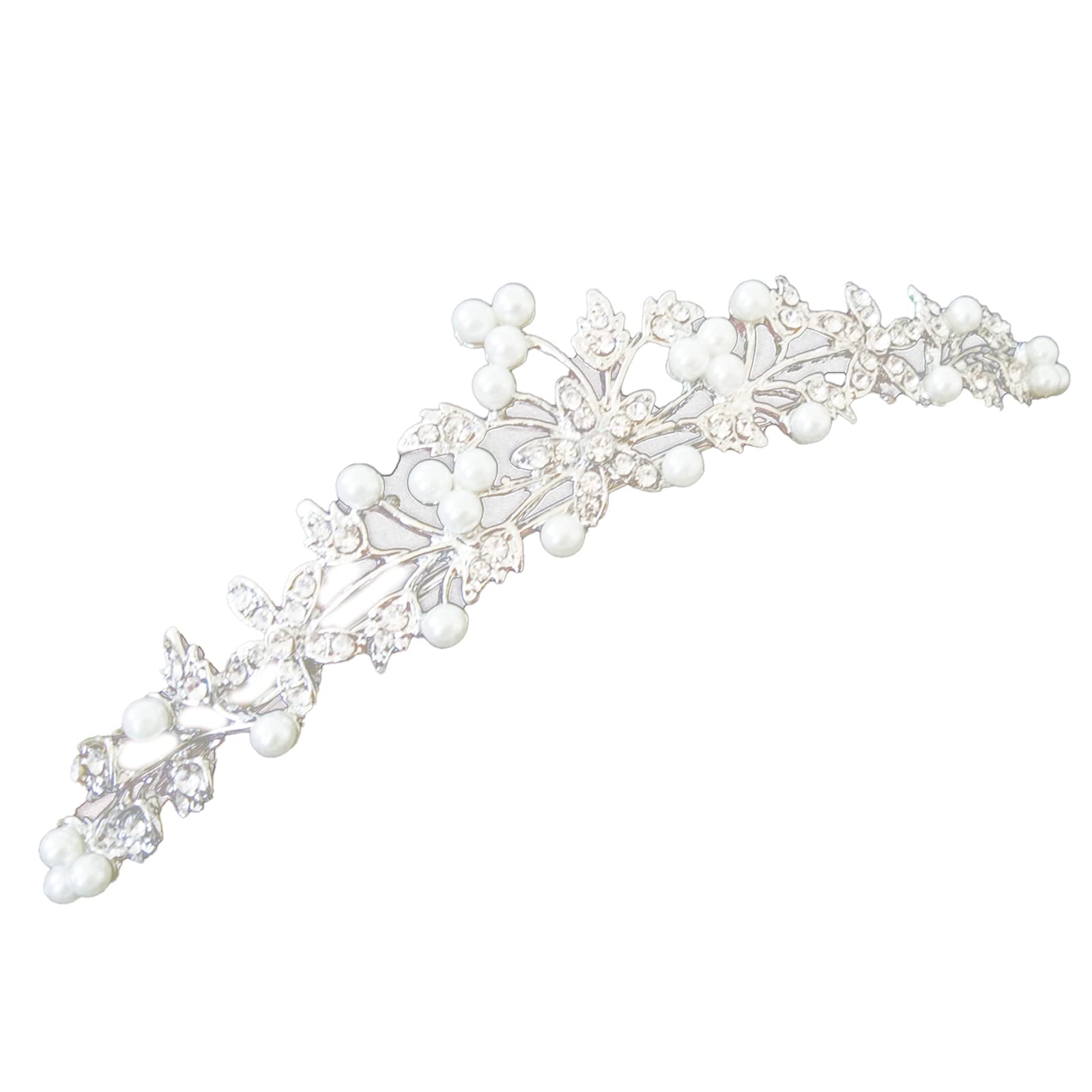 Cerchietto Sposa Con Strass E Perle Argentate – Accessorio Per Capelli Donna E Ragazza – Stile Vintage Floreale (Stile 3)