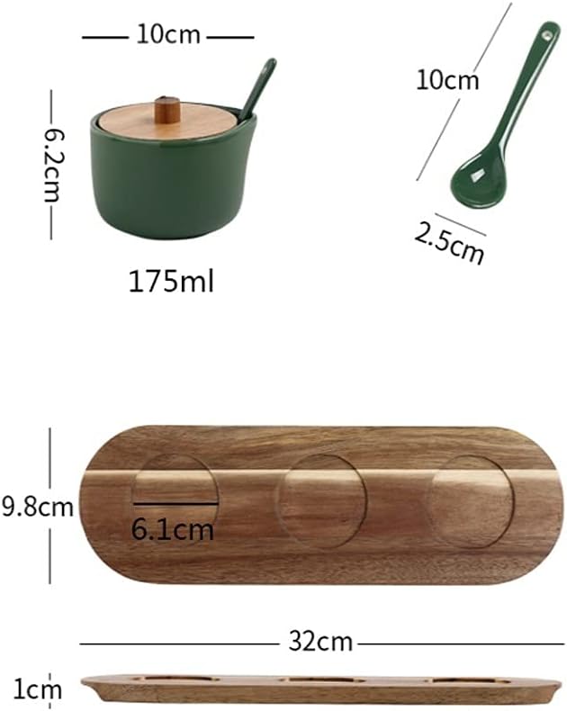 Storage Jars Spice Containers Set with Lids Household Seasoning Pot Spice Pot Ceramic Sugar Container Set Seasoning Box with Lid and Spoon (6 Ounces) Condiment Jar Spice Container (Color : C) (A )