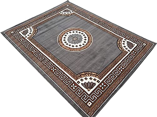 Image of ULDASTA Carpet 6x8 Feet Soft Durable Area Rug Grey Design Non-Slip Stain Resistant Living Room Bedroom Office