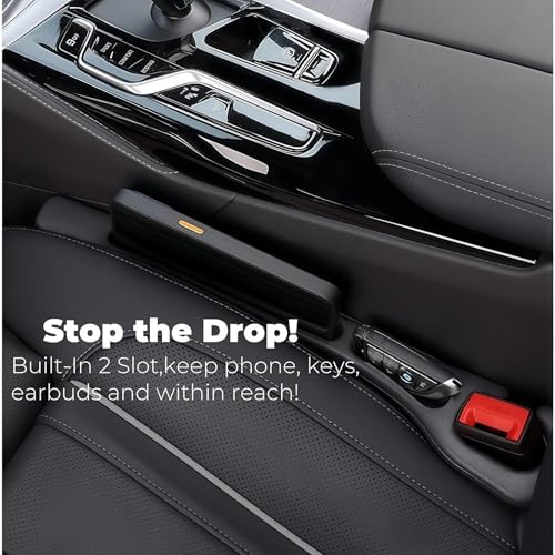 Image of SARTE Car Seat Gap Filler Organizer Multifunction Console Side Storage Pocket Anti Slip Crevice Plug Front Seat Space Saver Car Phone Holder Interior Protector Car Organizer Accessory 2pcs Black