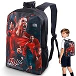 Heartsking Football School Bag, 14.5inch Cool Backpack Boys Girls, Kids Lightweight Football Star School Bag, Children Rucksack Casual Travel Bag, Adjustable Straps