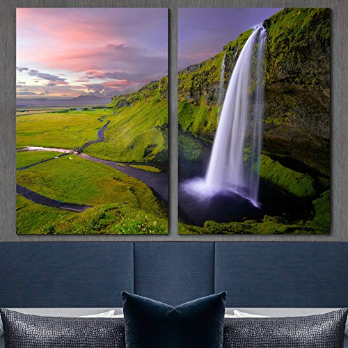 SIGNLEADER Mountainfalls Wall Art Multicolor Nature Photography Canvas Prints for Living Room Bedroom - 24
