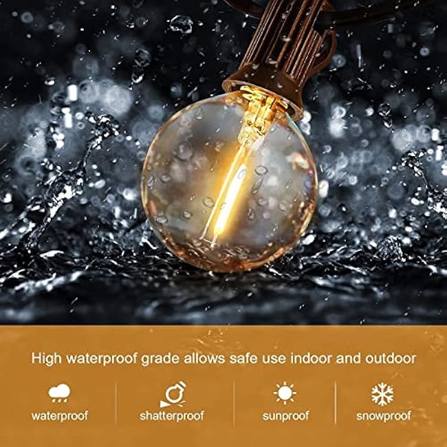 HISTAR 96 ft Outdoor String Lights 52 Led Waterproof G40 Bulbs, Patio Lights for Decorating Yard, Porch, Deck, Fence, Balcony, Backyard