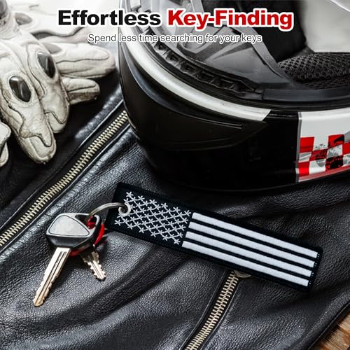 Image of Premium Motorcycle Keychain - Durable Embroidered Flag Key Tag for Riders of Cars, ATV, Dirt Bikes & More