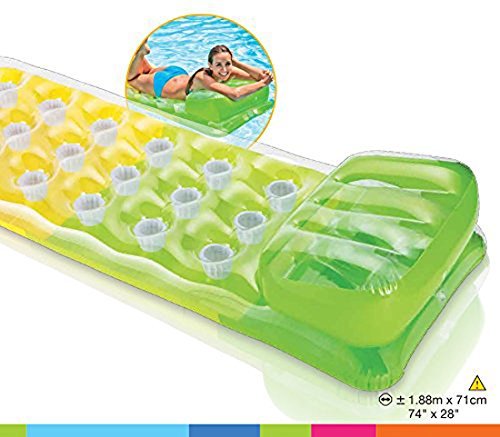 Intex 58890EU 18-Pocket Fashion Mats - Luftmatratzte - Grün/Pink/Orange - 188 x 71 cm - Farblich Sortiert