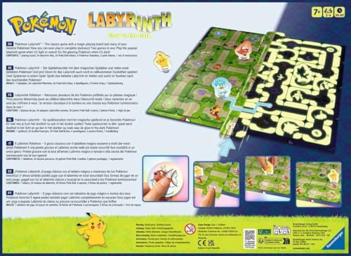 Image of Ravensburger Pokemon Labyrinth Glow in the Dark - Sliding Fun with Your Favorite Pokemon - Playable in Light and Dark for 2-4 Players Ages 7 and Up