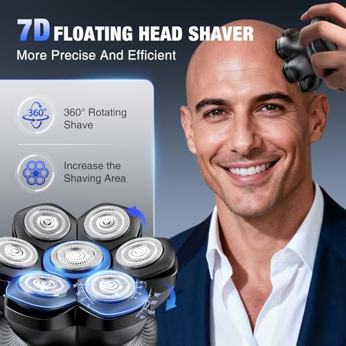 7D Head Shavers for Bald Men - 2026 New Dual Speed Electric Shaver, Bald Head Shaver with - image 2
