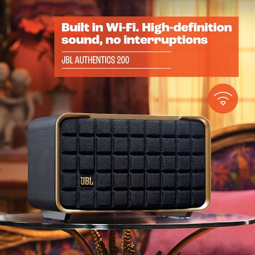 JBL Authentics 200 - Retro Style Smart Home Speaker with Built in Wi-Fi, Bluetooth and Voice Assistants, Alexa and Google Assistant, Multi-Room Playback, Automatic self Tuning (White/Gold) - image 7