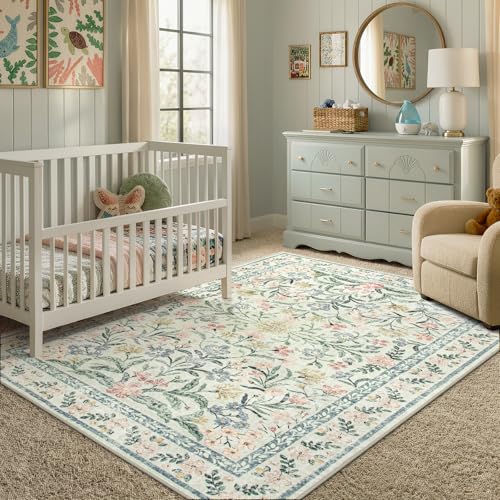 Tapete decorativo floral beige 5x7 pulgadas miniatura 2