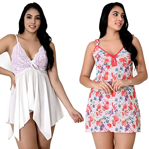 Image of Net Lace Women`s Babydoll Lingerie Dress for Honeymoon Night S-3XL