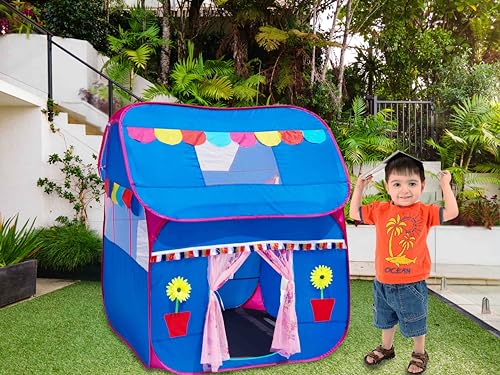 Image of Homecute Foldable Pop Up Hut Type Kids Toys Jumbo Size Play Tent House for Boys and Girls. (Big Size Blue)