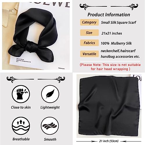 Ciormis 100% Mulberry Silk Scarf-Women's 21''/27''Square Silk Hair Head Scarf Neckerchief with Gift Packaged3
