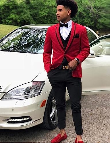 Men's 3-Piece Suit Shawl Lapel One Button Jacket V-Neck Black Vest Pants for Party Dinner Daily2