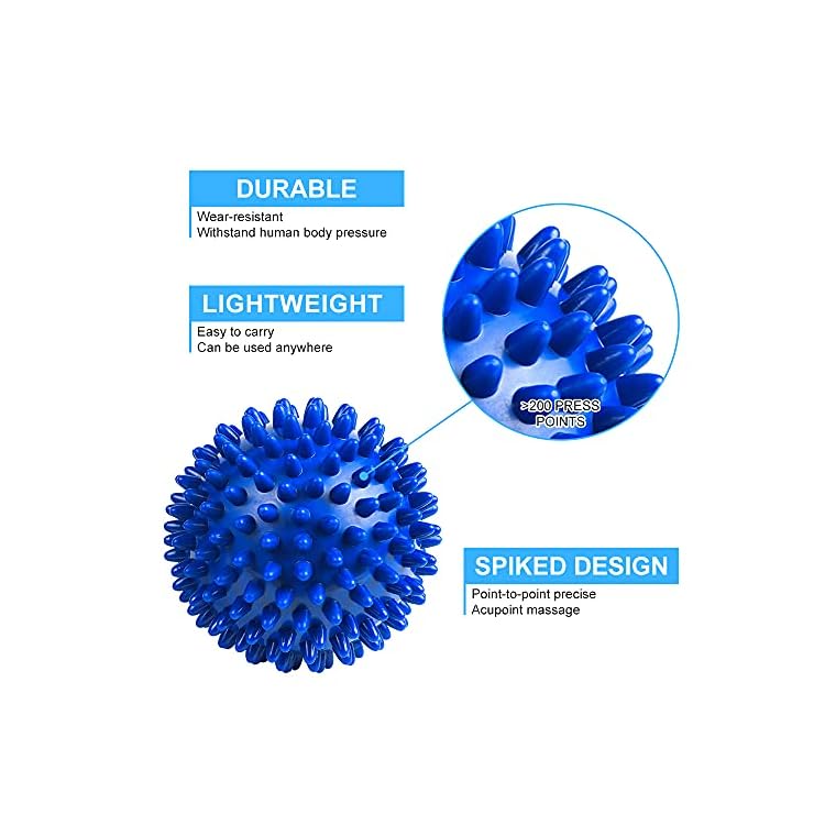 URAQT Spiky Massage Ball Set, 2 Pack Physical Therapy Massage Balls, Hard Lacrosse Ball & Spiky Massage Ball for Myofascial Release and Trigger Point Deep Tissue Massage (Blue) - Image 6