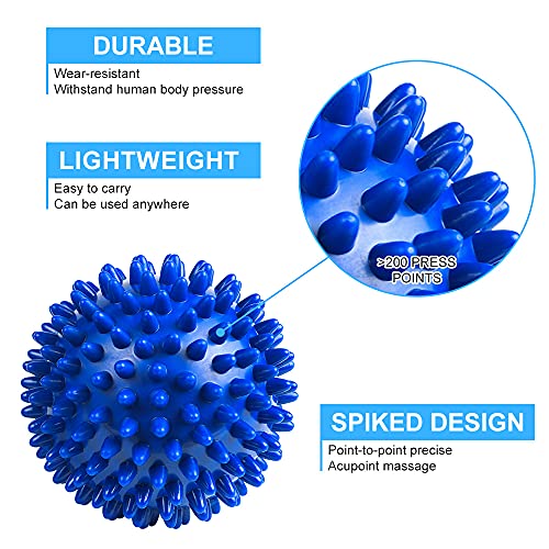URAQT Spiky Massage Ball Set, 2 Pack Physical Therapy Massage Balls, Hard Lacrosse Ball & Spiky Massage Ball for Myofascial Release and Trigger Point Deep Tissue Massage (Blue) - Image 6