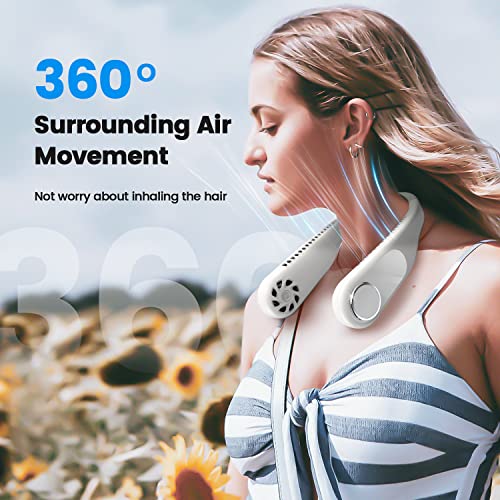 Ciyupe Portable Neck Fan, Hands Free Bladeless Fan, 4000Mah Battery Portable Fan, Leafless, No Hair Twisting, Usb Powered Personal Fan, Rechargeable, 3 Speeds (White) #TOP1