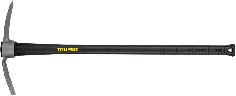 Truper Pick Mattock, 2.5 lb Forged Steel Head, 36-Inch Fiberglass Handle with Rubber Grip, Heavy-Duty Digging and Clearing Tool (Model TP 2 1/2F / 32655)