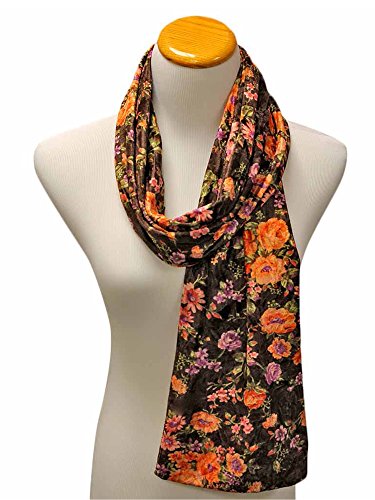 Luxury Divas Vintage Floral Print Velvet Winter Scarf3