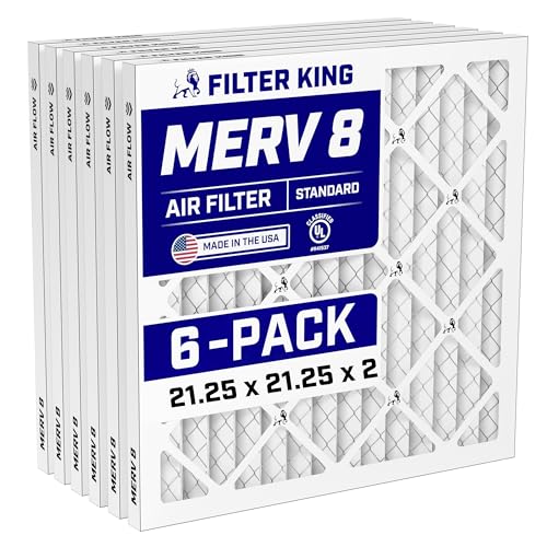 Image of Filter King 21.25x21.25x2 Air Filter MERV 8, AC Furnace Filters (6-Pack) | Dust & Allergy Control (Actual Size: 21.25 x 21.25 x 1.75)
