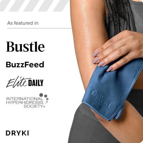 Image of DRYKI Pocket-Sized Sweat Towels - The Original Sweat Absorbing Handkerchiefs - Quick-Dry Microfiber Sweat Rags for Face, Hands, & Body - Men & Women - Gym, Sports, and Work (Blue: 5 Pack)