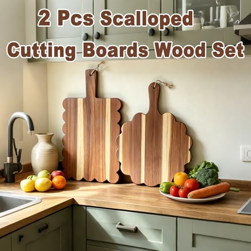 Set de 2 tablas de cortar de madera de acacia con mango miniatura 2
