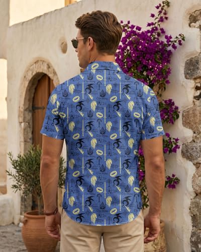 Image of 99TIMORO Fathers Movie Hawaiian Shirt for Men, Characters Button Down Short Sleeve Top, Summer Beach Gifts