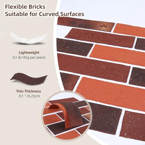 Briques minces rouges pour mur d accentuation intérieur et cheminée 1 m²