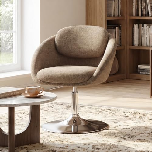 DAYALANE Fauteuil de Salon Confortable Pivotant à 360° Chaise de Coiffeuse en Chenille Fauteuil de Maquillage Réglable en Hauteur pour Chambre Lecture, Marron