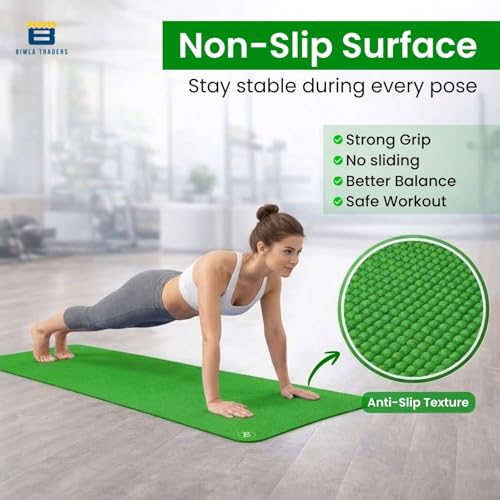 Image of Btag Premium PVC Yoga Mat for Women & Men | Anti-Slip Exercise & Gym Mat for Home Workouts | Lightweight & Durable | 6 mm (Green)