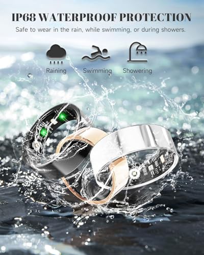 Image of Luxelle Smart Ring Fitness Tracker with Sleep Monitor, Heart Rate, Blood Oxygen, Blood Pressure, Step Counter, 128 Sports Modes, IP68 Waterproof, Magnetic Charging, Compatible with iOS & Android