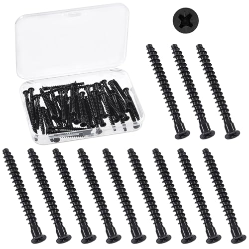 Image of Swpeet 50Pcs M5 x 50mm Black Zinc Plated Carbon Steel Confirmat Screws Assortment Kit, Phillips Drive Countersunk Self-Tapping Furniture Connecting Screw for Assembly and Mounting