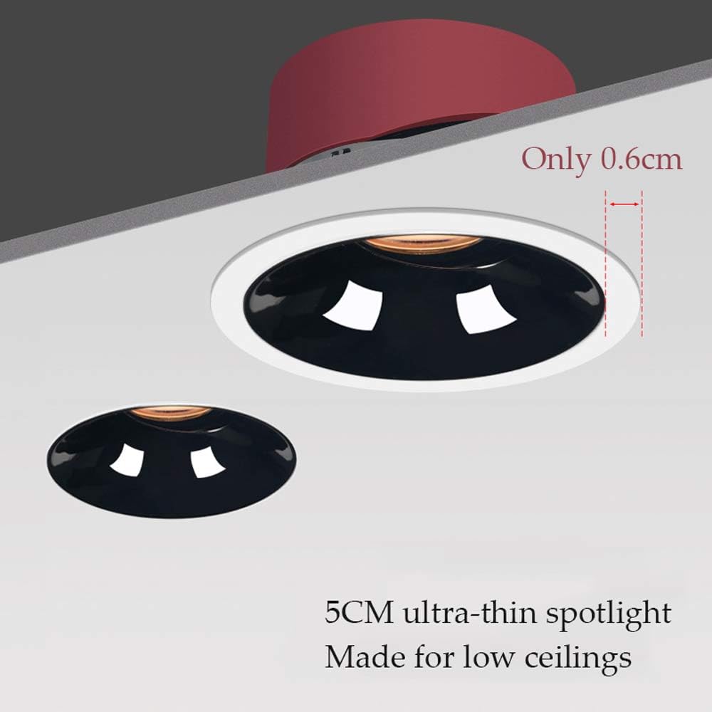 Iluminación LED empotrable ultrafina de 7 W/12 W, paquete de 2 luces nocturnas, luz descendente eficiente para sala de estar y dormitorio (12 W, luz cálida)