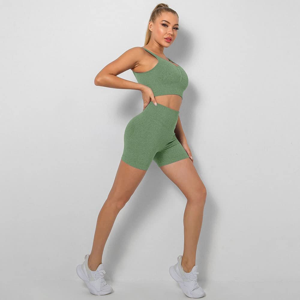 Nahtloses Yoga-Set Damen-Fitnessstudio-Sportbekleidung Fitnessstudio-Set Trainingskleidung für Damen Sport-Set Crop Top + Leggings Damen-Yoga-Set Sportbekleidung
