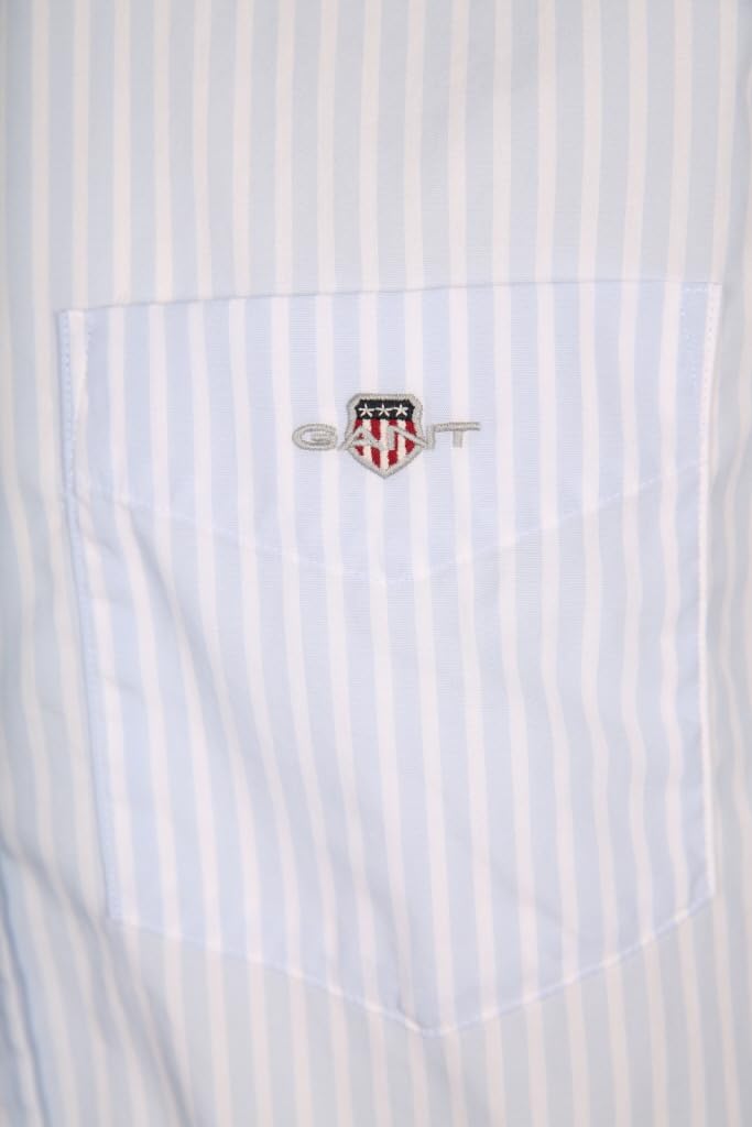 GANT Męska koszulka REG POPLIN Stripe, jasnoniebieski, XL