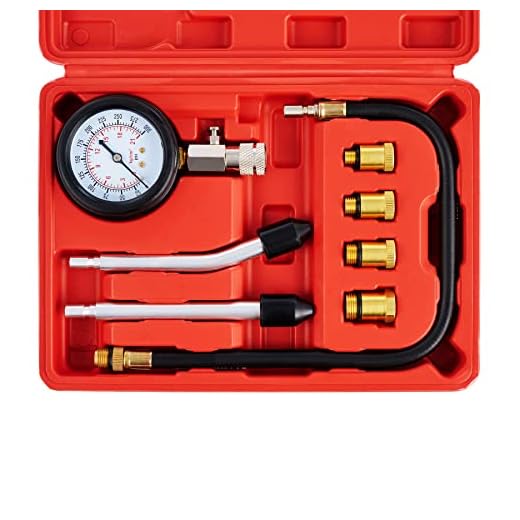 OMT Compression Tester, 8PCS Engine Cylinder Pressure Gauge for Petrol Gas Engine, 0-300PSI Engine Compression Tester Automotive with Adapters for Cars Trucks Motorcycles Marines ATV UTV