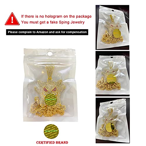Sping Jewelry Gengar Gold Cubic Zirconia Hip Hop Pendant Necklace For Fans Classic Collection #TOP5