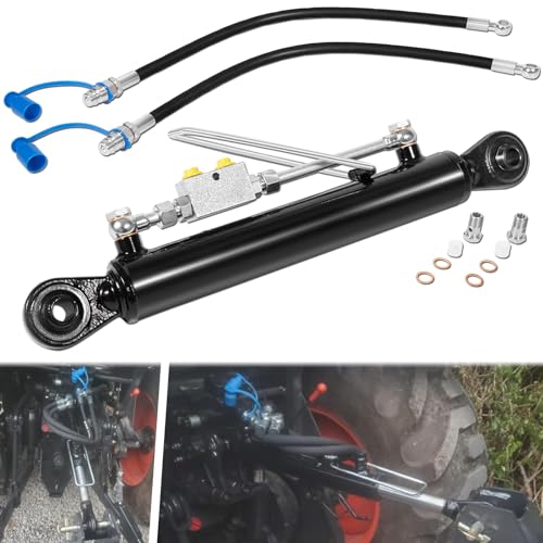 SPH320033 Hydraulic Top Link Cat. 1-1 with Locking Block 20 7/8 - 31 7/8 with 2 x Hose Two-Way Check Valve Hydraulic Cylinder Set Fits for Most Tractors Excavators Class 1 and 2 Equipment