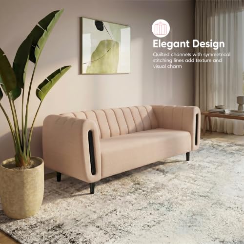 Image of Interio by Godrej Sofa Paramount 3 Seater Fabric Sofa for Living Room, 1-Year Warranty, Solid Wood, Beige