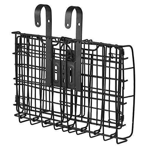 Festnight Cesta da bicicleta dobrável Destacável Fio de Aço Guiador Da Bicicleta Cesta Dianteira Da