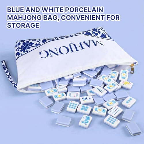Juego de Mesa American Mahjong Azul con 160 Fichas y Bolsa miniatura 6